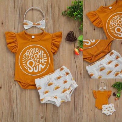 Newborn Baby Girl Clothes Summer Letter Sun Print Sleeveless Top