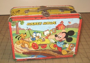 thermos metal mickey mouse & friends tin lunch box