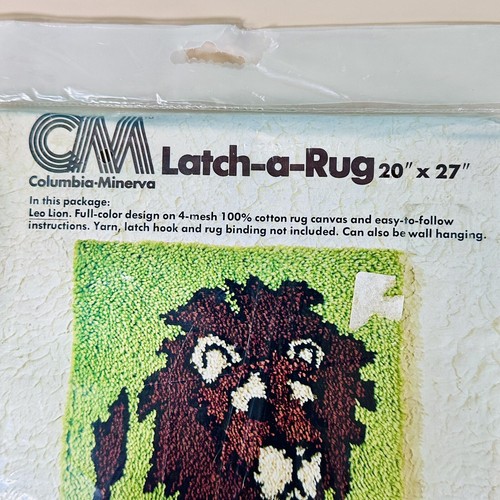 VTG 1979 Columbia-Minerva Latch-a-Rug CANVAS ONLY Leo The Lion 20"x 27" NIP - Picture 2 of 6