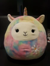 Squishmallow Plush Lucinda Llama Unicorn Llamacorn Rainbow Tie Dye 14 Inch