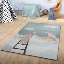Teppich Kinder Kinderzimmerteppich Junge Mädchen Kinderteppich Babymatte Wolken