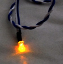 Computer Case Panel 5mm Amber LED Light 12VDC 16" Wires Universal Fit Tailed LED