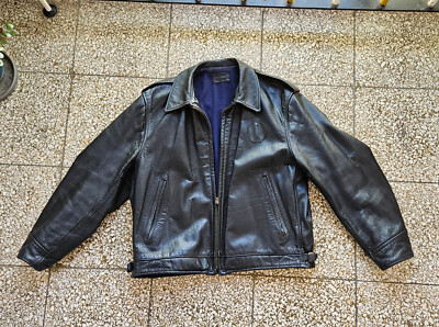 Biker Jacke Polizei Lederjacke Neu US Motorrad Polizei Lederjacke - Main Image