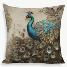 Peacock Elegant Christmas Double Sided Throw Pillow Cover Holiday Home Decor 18”
