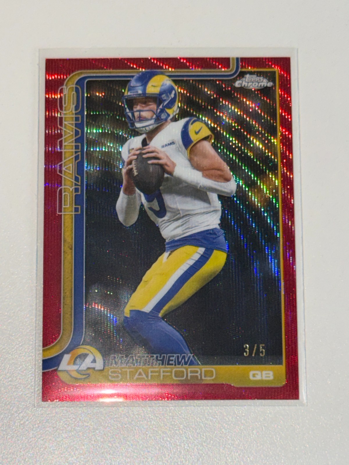 2025 Topps Chrome Football Matthew Stafford Red Wave Refractor 3/5 #169 MVP bb