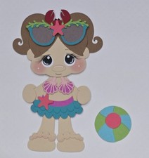 Beach Treasure Girl Brown Hair. Scrapbook, Card Making Paper Piecing