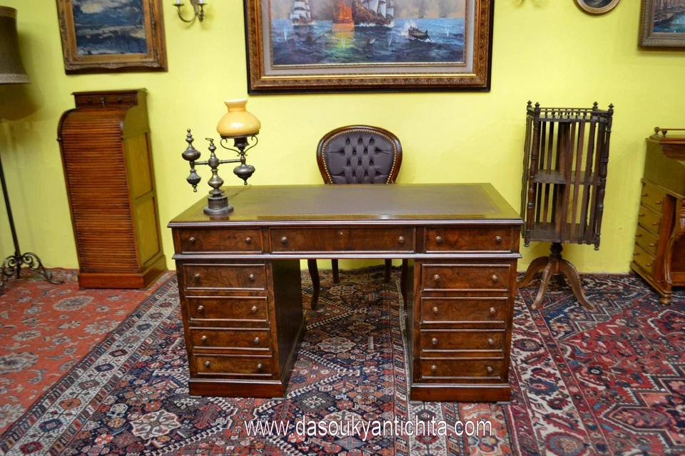 Scrivania ministeriale da centro stile inglese - Immagine 2 di 4