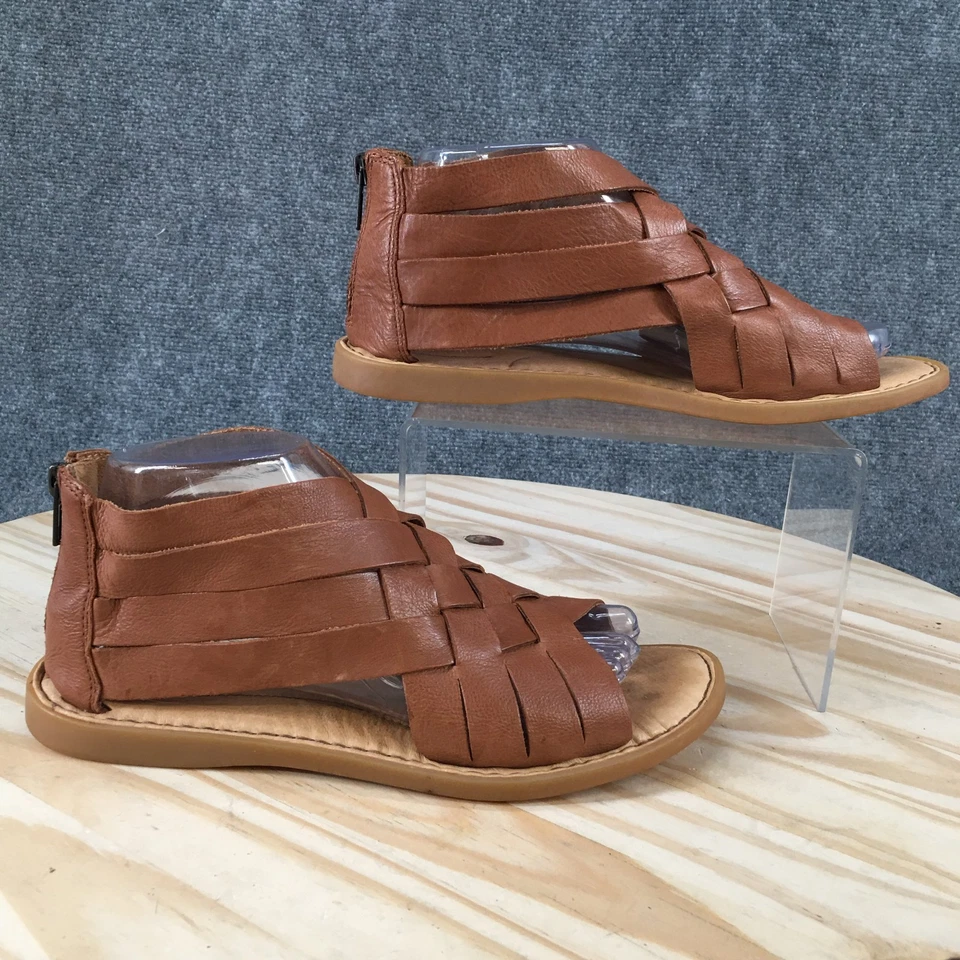 Sandalias Born para mujer 8 M Iwa tejidas cremallera trasera gladiador planas cuero marrón informales Foto 2 de 4