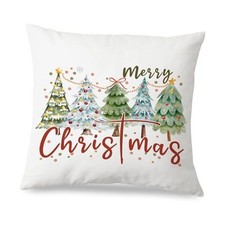 Christmas Throw Pillow Covers 18x18, Merry Merry Christmas Tree Pillow