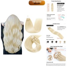 SUYYA Micro Links Hair Extensions 50 Strands 40g/Pack 14" 60 Platinum Blonde