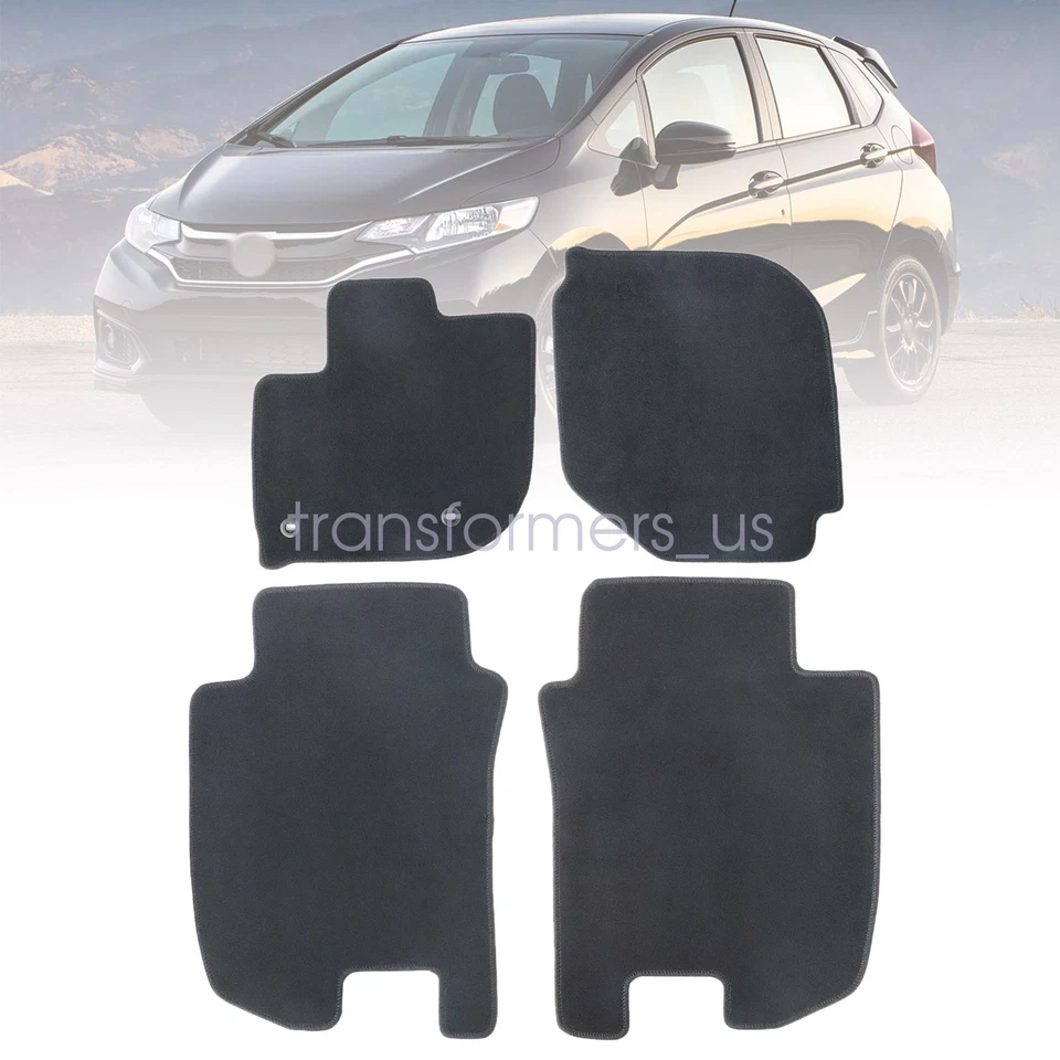For 2015-2020 Honda Fit Front-Rear Velour Floor Mats Carpet Anti-Slip Black New - Image 2 of 4