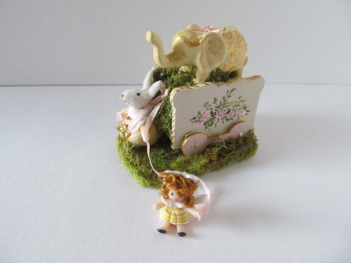 Artisan Aurea Flocked Bunny Elephant Doll Toy Garden Nursery Dollhouse Miniature
