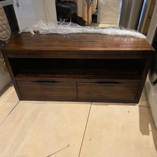 solid dark brown wood tv stand excellent condition