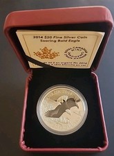 THE 🇨🇦CANADA 🇨🇦  1 Oz. /99.99 SILVER 20 DOLLARS 2014 COIN - THE  BALD EAGLE.