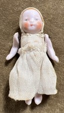 Antique German All Bisque Wire Jointed Baby Doll 2 1/2” w Original Clothes