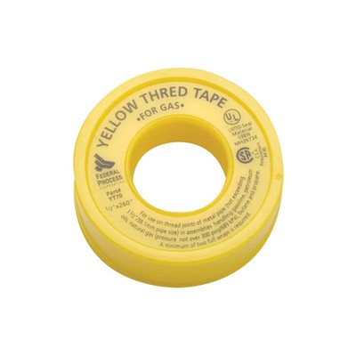 Gasoila Yellow PTFE Thread Seal Tape 1/2 Inch x 260 Roll- 1 Pack, 