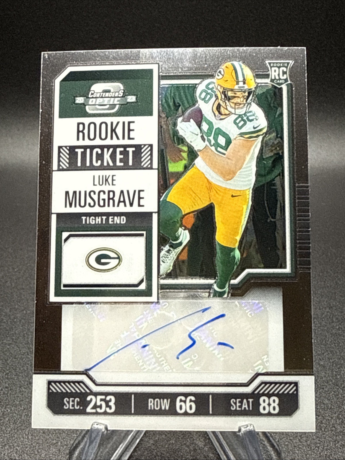 2023 Luke Musgrave Panini Contenders Optic Rookie Ticket Auto #183 Packers
