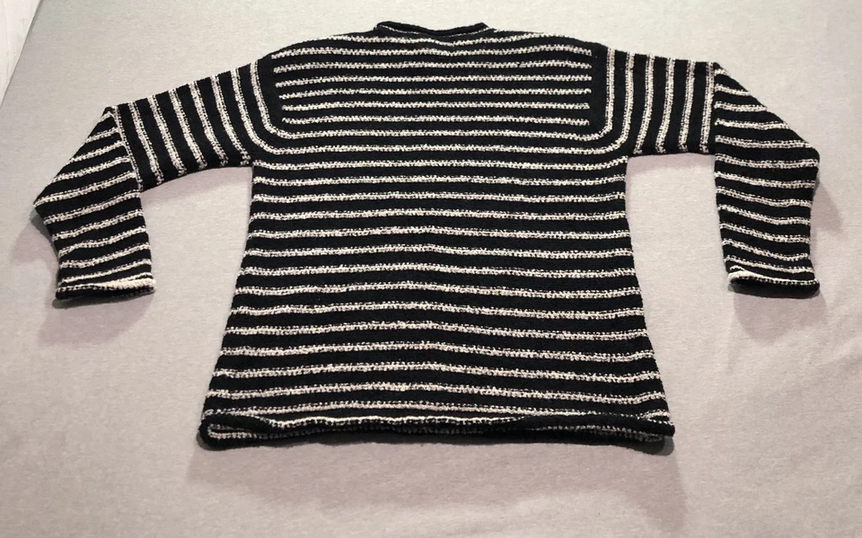 Jones New York Wool Sweater Womens S Retro Striped Grandma Old Money Indie Black - Image 3 of 4