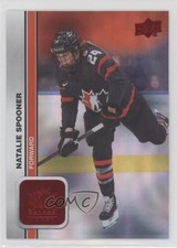 2023 Team Canada Juniors Women's WC Red Patterned Foilboard Natalie Spooner 0b1f