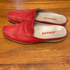 Prada Vibrant Red Leather Slip-On Loafers-Size 39