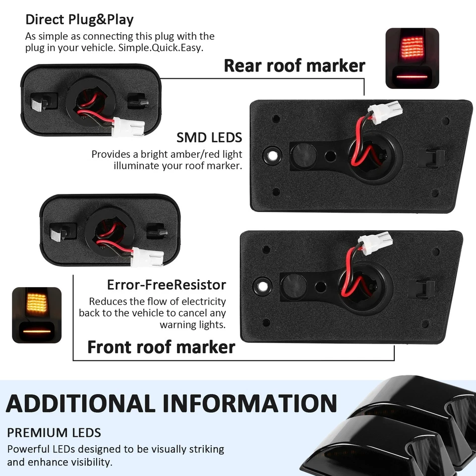 Luces de circulación LED de humo para cabina Hummer H2 03-09 luces de señalización lámparas de techo superiores Foto 3 de 4