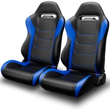 2pc Pvc Leather Racing Bucket Seats Universal Reclinable W Sliders For Ford