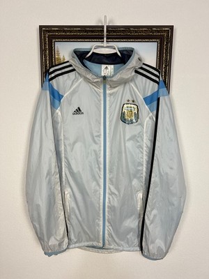 Adidas Argentina Football Train Jacket Light Weight Windbreaker Track Top Size L