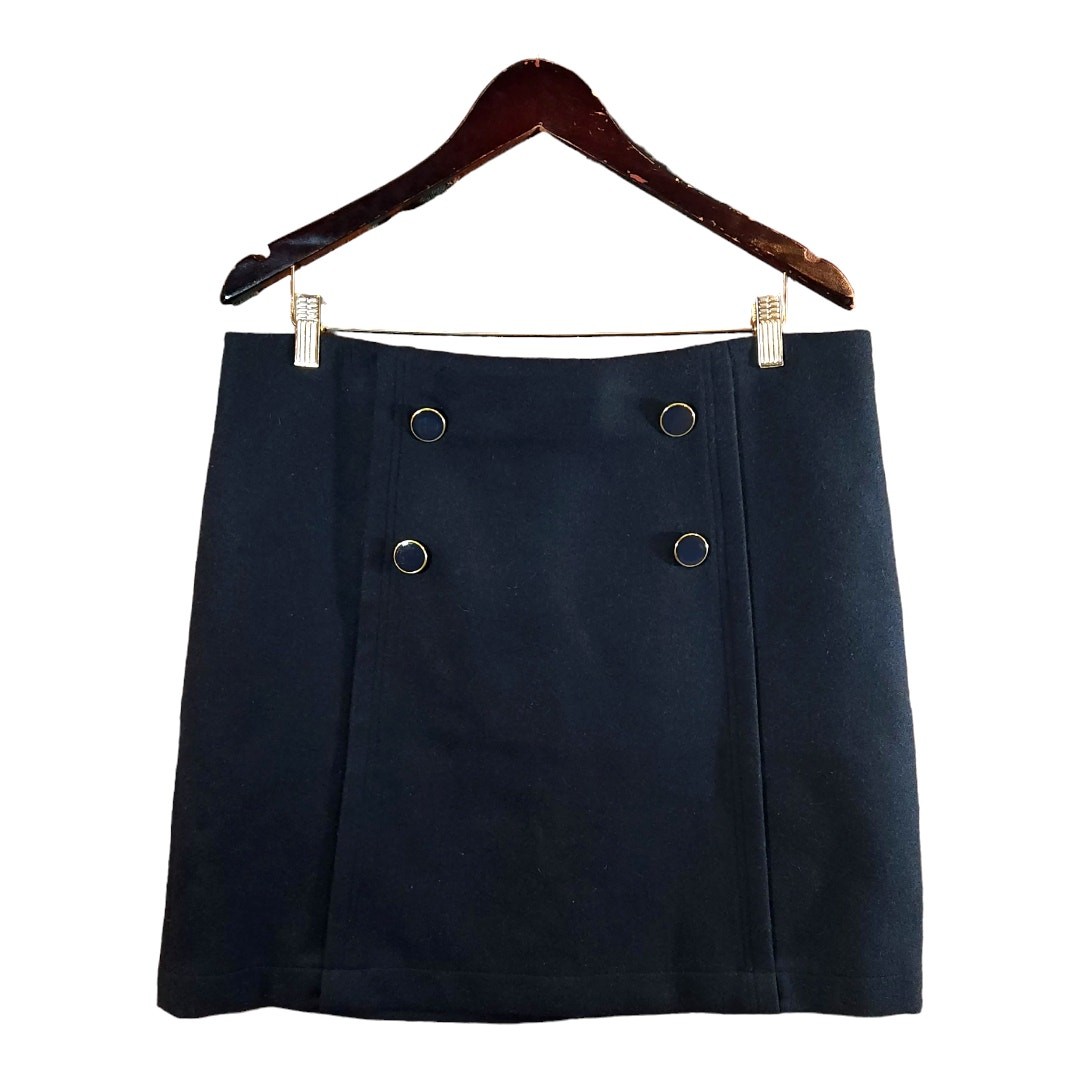 Joe Fresh Navy Blue Wool Blend Mini Skirt Preppy Work Style Women's Size 14 NWT