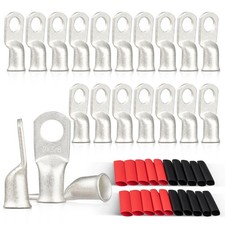 20PCS 2 AWG Marine Grade Wire Lugs, Tinned Copper Ring Terminals  Heat Shrink T