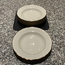 6 Suppenteller Bavaria Elfenbein Porzellan Goldrand