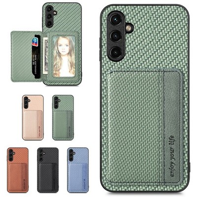 For Samsung Galaxy A57 A37 A27 A17 A16 Fiber Texture Card Slot Back Wallet Case