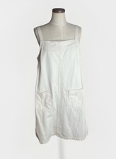 Gap Women's Denim Cream Mini Jumper Dress Pockets Adjustable Straps Size M