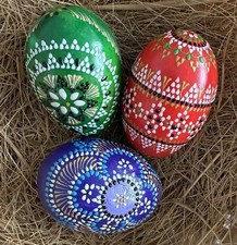 3 Stück sorbische Ostereier - echte Handarbeit - Gänseeier  RK712