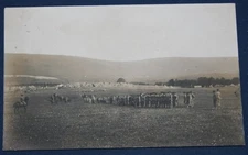 Soldiers In Field, Horseback, Tents Postcard 1907 RPPC