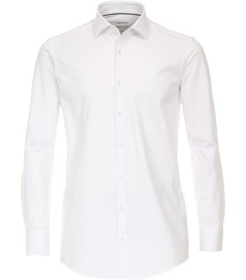 VENTI Herren Businesshemd Langarm Kent Modern-Fit Jerseyflex Weiß