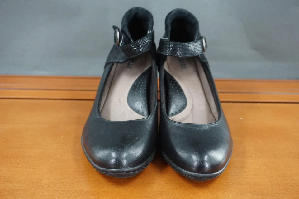 Earth Garnet Shoes Womens Size 7.5 Black Leather Ankle Strap Pumps Mary Jane - Image 2 of 4