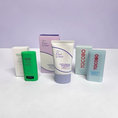 Korean Sunscreen Bundle Isntree Onion + Tocobo Cotton + Haruharu Bamboo SPF Set