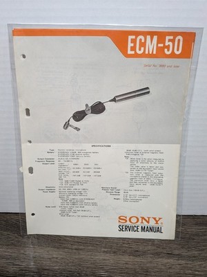 Sony ECM-50 Electret Condenser Microphone Service Manual Original Paperwork 