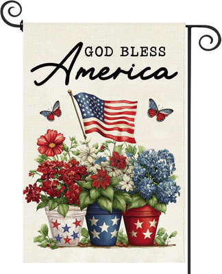 4Th of July God Bless America Garden Flag 12.5 X 18 Inch Double Sided Burlap,Pat