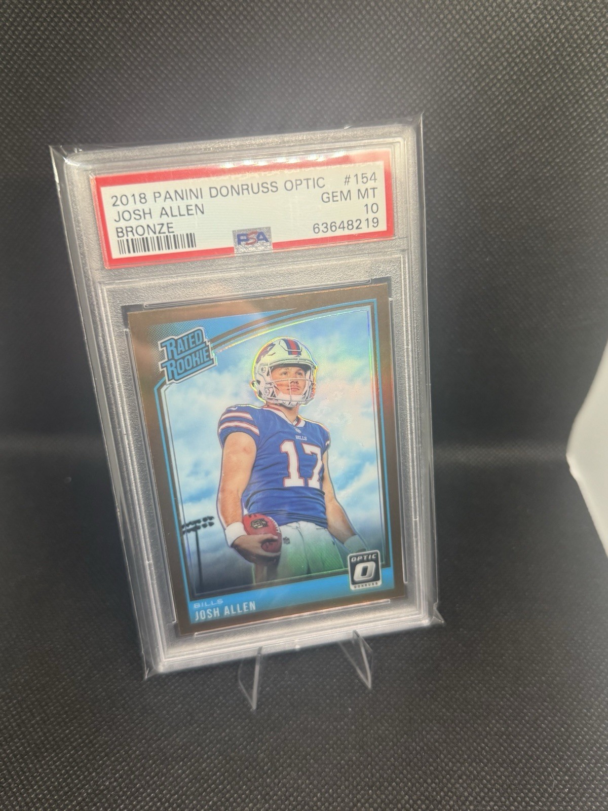 2018 Donruss Optic Rated Rookie Josh Allen Bronze Prizm Buffalo Bills PSA 10 GEM view 4
