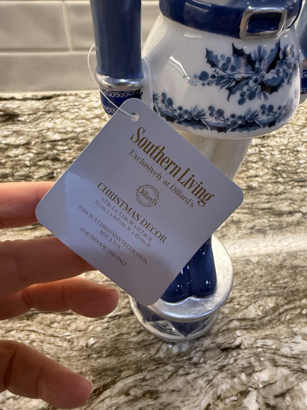 Dillard’s Southern Living LARGE Blue White Chinoiserie Nutcracker 17.75” NWT