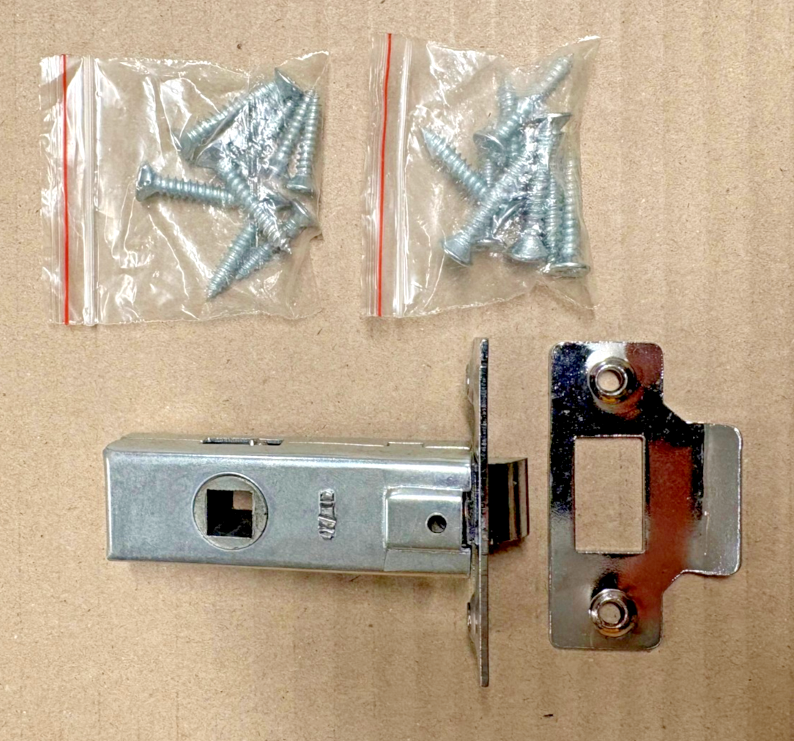 GEORGE BOYD DOOR LATCH WITH HINGES CHROME - OLD STOCK