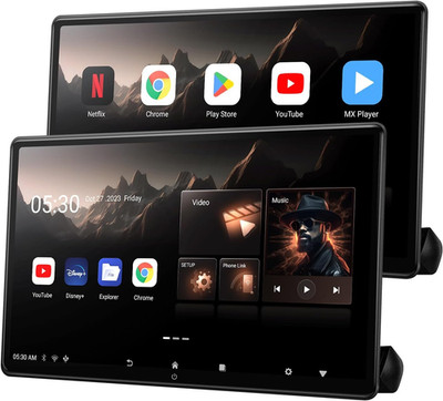 2-Pack 15.6'' 4K Android Car Headrest Monitor - Touch Screen Rear Seat TV System