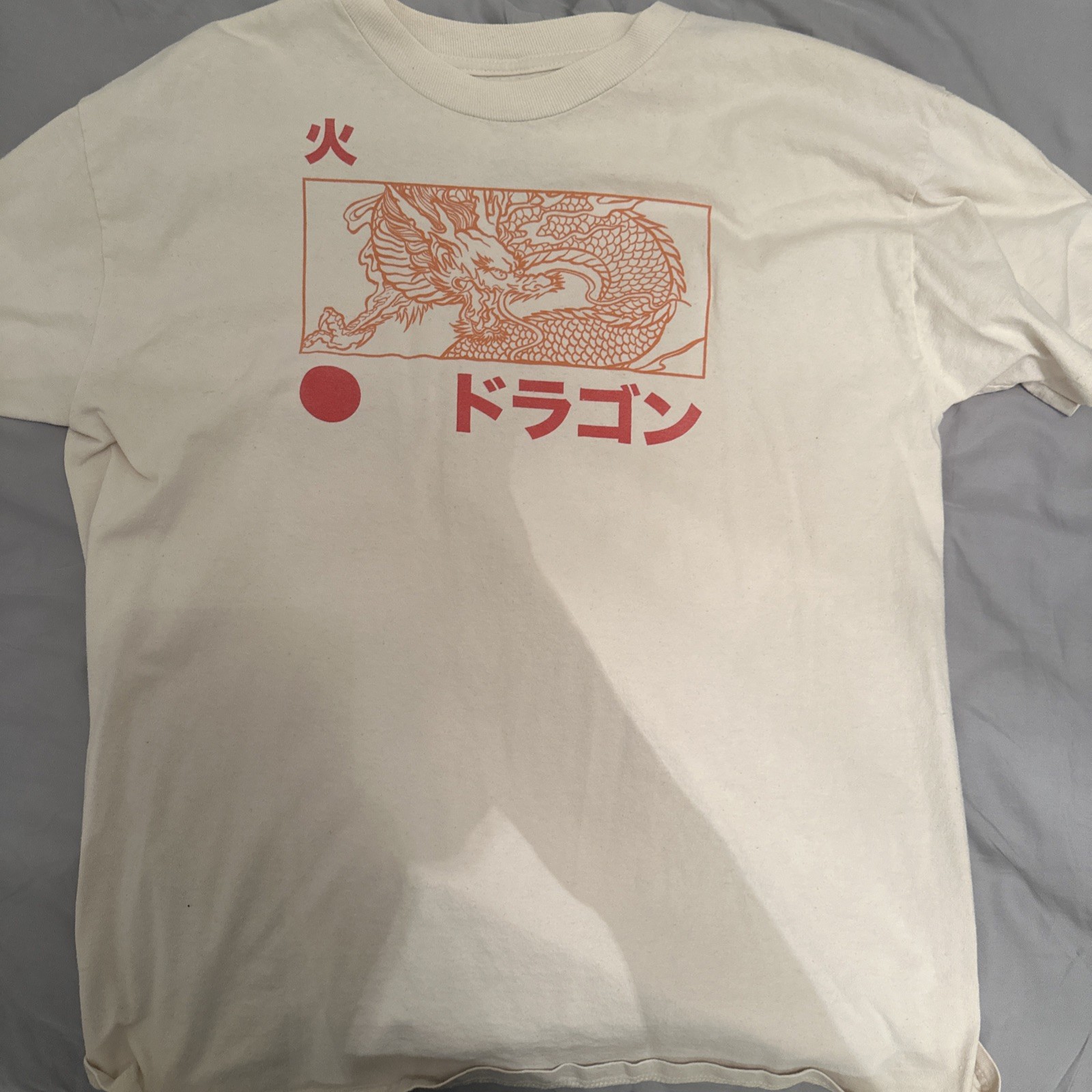 Empyre Golden Dragon Graphic Tee Men's Large Cream T-Shirt