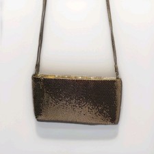 Vintage Whiting  Davis Co. Shimmering Gold Women's Mesh Cross Body Bag Purse