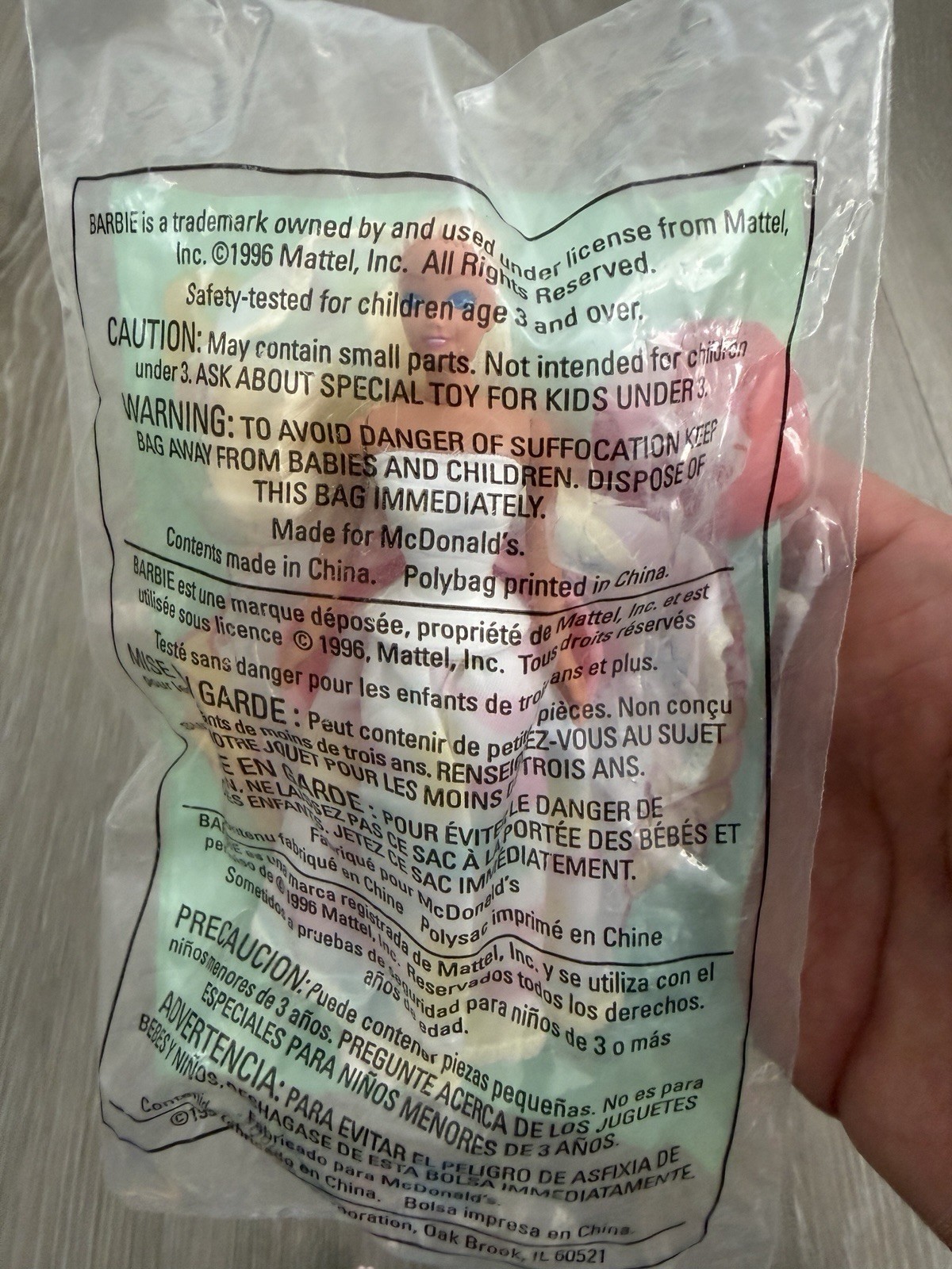 Vintage 1996 Barbie McDonald's Happy Meal Toy Angel Princess Miniature Doll #3