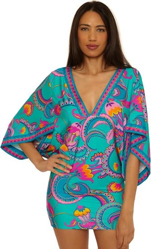 Trina Turk Mykonos V Neck Tunic Swim Cover Up Women's NWT