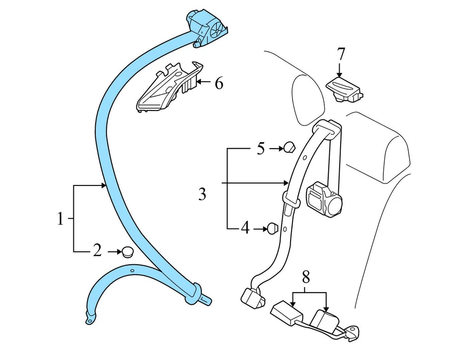 AUDI A3 QUATTRO 2006-2007 - Cinturón de seguridad trasero/cinturón de seguridad retractor 8P4857805A Foto 2 de 4