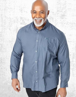 Mens BadRhino Shirt Big & Tall Storm Blue Oxford Shirt Cotton (A Bit Defect)