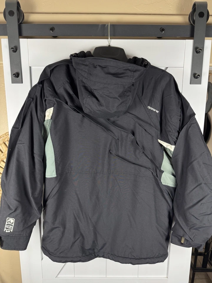 Ripzone Men’s L/XL Snowboard Ski Jacket Black Green Hooded DWR Core Lined  - Image 3 of 4